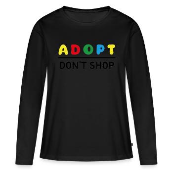 Farben Froh - Adopt Don't Shop - Frauen Premium Bio Langarmshirt - Schwarz - Vorne - Julia (174cm)