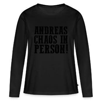 Prénom Andreas - T-shirt manches longues Premium bio Femme - noir - Devant - Julia (174cm)