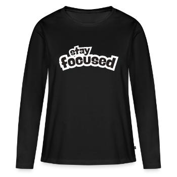 Restez concentré - T-shirt manches longues Premium bio Femme - noir - Devant - Julia (174cm)