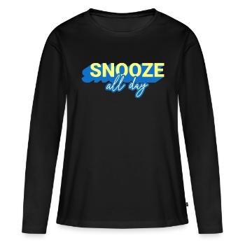 Snooze toute la journée - T-shirt manches longues Premium bio Femme - noir - Devant - Julia (174cm)