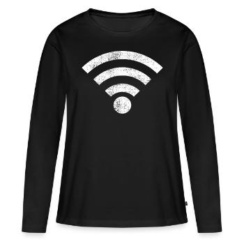 Icône Wifi - T-shirt manches longues Premium bio Femme - noir - Devant - Julia (174cm)
