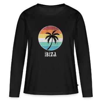 Ibiza - Frauen Premium Bio Langarmshirt - Schwarz - Vorne - Julia (174cm)