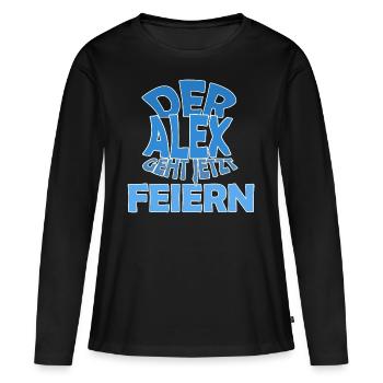 Alex va fêter - T-shirt manches longues Premium bio Femme - noir - Devant - Julia (174cm)