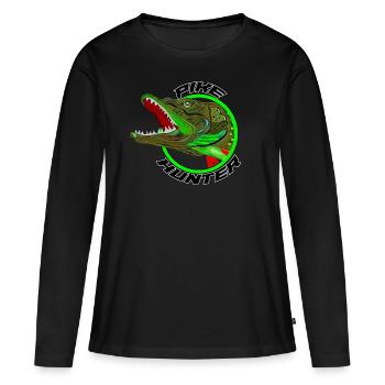 Chasseur de brochets - T-shirt manches longues Premium bio Femme - noir - Devant - Julia (174cm)