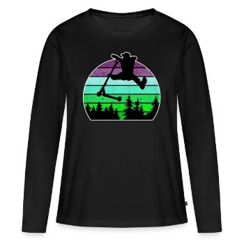 Escooter Scooter Stunt - T-shirt manches longues Premium bio Femme - noir - Devant - Julia (174cm)
