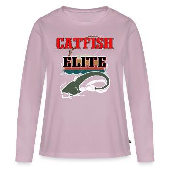Poisson-chat Elite - T-shirt manches longues Premium bio Femme - rose poudré - Devant - Julia (174cm)