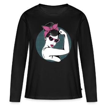 Rockabilly Fille - T-shirt manches longues Premium bio Femme - noir - Devant - Julia (174cm)