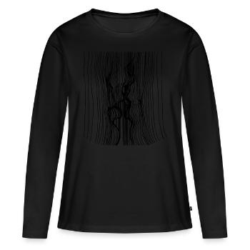 Kissing Faces Lineart Soft Grunge Egirl LGBTQ - T-shirt manches longues Premium bio Femme - noir - Devant - Julia (174cm)