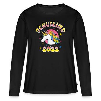 Funny Schoolchild 2022 Unicorn School Gift - Women's Premium Organic Long Sleeve Shirt - black - Front - Julia (174cm)