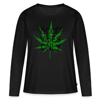 Hanfblatt Hanf kiffen Cannabis Marihuana Haschisch - Frauen Premium Bio Langarmshirt - Schwarz - Vorne - Julia (174cm)