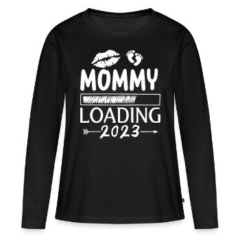 Mama loading 2023, werdende Mutter 2023 - Frauen Premium Bio Langarmshirt - Schwarz - Vorne - Julia (174cm)