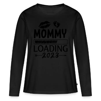 Mama loading 2023, werdende Mutter 2023 - Frauen Premium Bio Langarmshirt - Schwarz - Vorne - Julia (174cm)