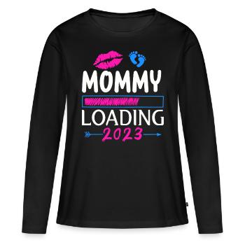 Mama loading 2023, werdende Mutter 2023 - Frauen Premium Bio Langarmshirt - Schwarz - Vorne - Julia (174cm)