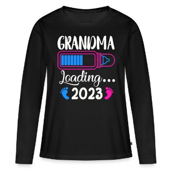 Grand-mère-à-être, Grand-mère chargement 2023 Grand-mère 2023 - T-shirt manches longues Premium bio Femme - noir - Devant - Julia (174cm)