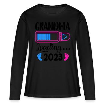 Grand-mère-à-être, Grand-mère chargement 2023 Grand-mère 2023 - T-shirt manches longues Premium bio Femme - noir - Devant - Julia (174cm)
