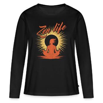 Yoga Zen Life - The well-being of meditation - Women's Premium Organic Long Sleeve Shirt - black - Front - Julia (174cm)