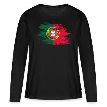 Portugal flag used - Women's Premium Organic Long Sleeve Shirt - black - Front - Julia (174cm)
