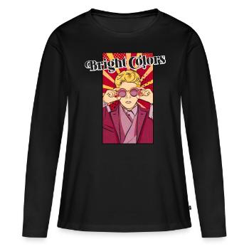 Helle Farben - Frauen Premium Bio Langarmshirt - Schwarz - Vorne - Julia (174cm)