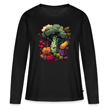 J’aime les légumes - T-shirt manches longues Premium bio Femme - noir - Devant - Julia (174cm)