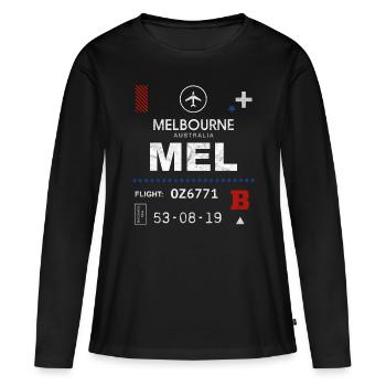Étiquette d’aéroport de Melbourne - T-shirt manches longues Premium bio Femme - noir - Devant - Julia (174cm)