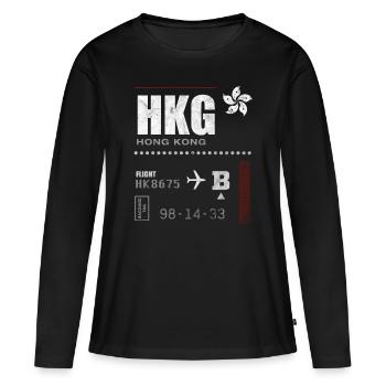 Hongkong-Flughafen-Tag - Frauen Premium Bio Langarmshirt - Schwarz - Vorne - Julia (174cm)
