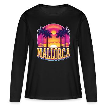 Majorque Espagne Île d’été Palmiers Beach Party - T-shirt manches longues Premium bio Femme - noir - Devant - Julia (174cm)