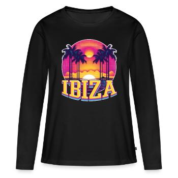 Ibiza, Espagne, Île, Eté, Palmiers, Plage, Fête - T-shirt manches longues Premium bio Femme - noir - Devant - Julia (174cm)