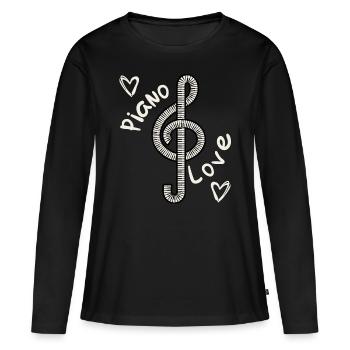 Notenschlüssel Piano Love Klavier - Frauen Premium Bio Langarmshirt - Schwarz - Vorne - Julia (174cm)