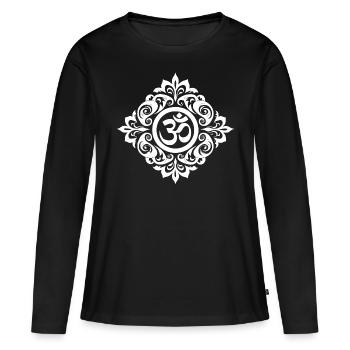 Résonance cosmique : le Om sacré - T-shirt manches longues Premium bio Femme - noir - Devant - Julia (174cm)