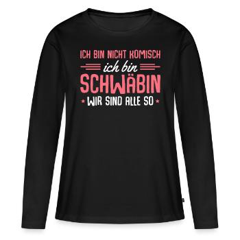 Schwäbisch Dialekt Schwäbin - Frauen Premium Bio Langarmshirt - Schwarz - Vorne - Julia (174cm)