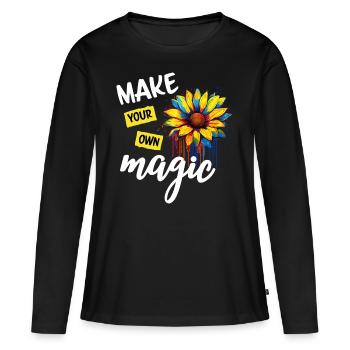 confiance en soi courage - T-shirt manches longues Premium bio Femme - noir - Devant - Julia (174cm)