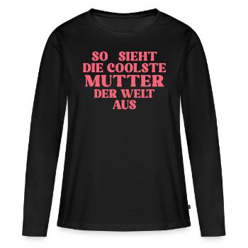 Muttertag Mama Herz Coolste Mutter Geschenk - Frauen Premium Bio Langarmshirt - Schwarz - Vorne - Julia (174cm)