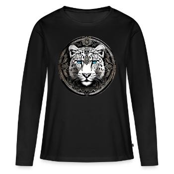 Mystical Motif Mysterious Snow Leopard - Women's Premium Organic Long Sleeve Shirt - black - Front - Julia (174cm)