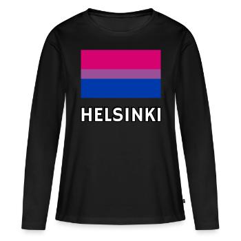 Drapeau de la Bi Pride Helsinki - T-shirt manches longues Premium bio Femme - noir - Devant - Julia (174cm)