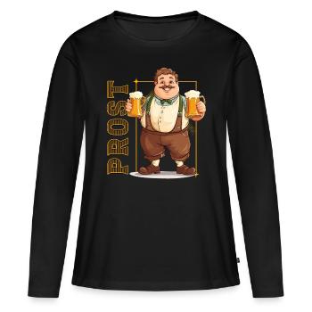 Chope à bière Chope de masse Cheers Booze Lederhosen - T-shirt manches longues Premium bio Femme - noir - Devant - Julia (174cm)