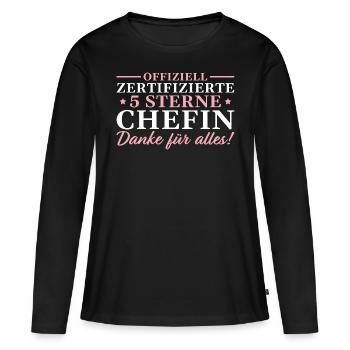 Beste Chefin Rente Jobwechsel Abschiedsgeschenk - Frauen Premium Bio Langarmshirt - Schwarz - Vorne - Julia (174cm)