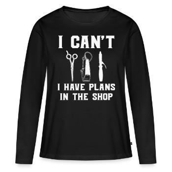Coiffeur Cutter - T-shirt manches longues Premium bio Femme - noir - Devant - Julia (174cm)