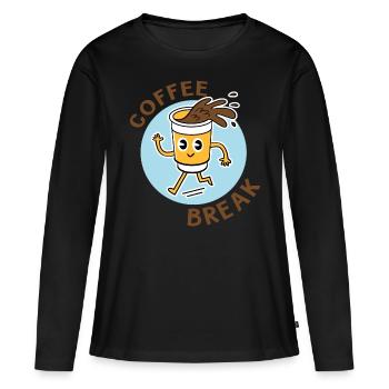 coffee break - T-shirt manches longues Premium bio Femme - noir - Devant - Julia (174cm)