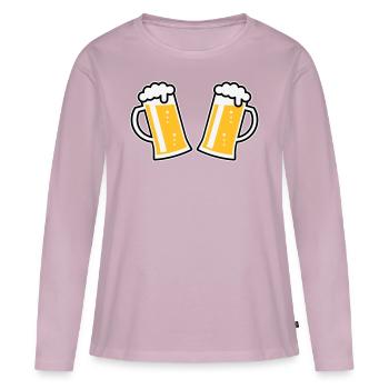 2 chopes à bière Prosten (bière / chope à bière / 3C) - T-shirt manches longues Premium bio Femme - rose poudré - Devant - Julia (174cm)