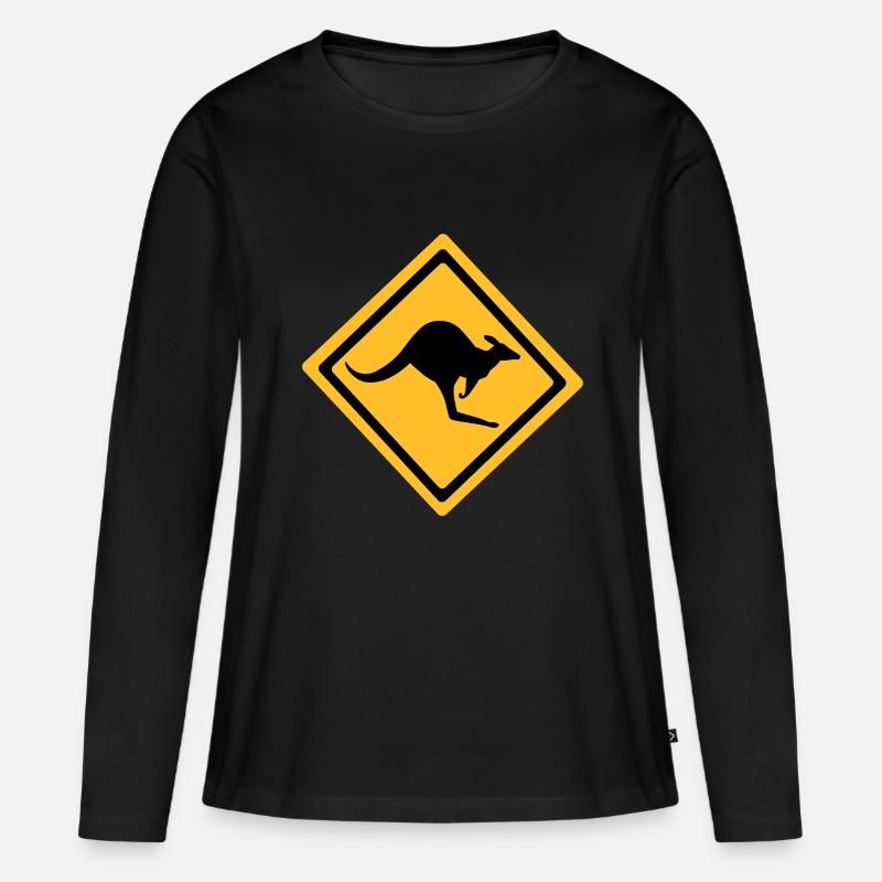 Australian Kangaroo Anmelden - Frauen Premium Bio Langarmshirt - Schwarz