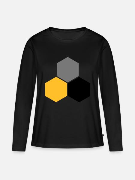 Wabe 5 - Frauen Premium Bio Langarmshirt - Schwarz