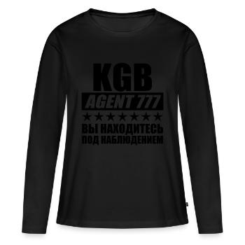 KGB AGENT 777 Sie stehen unter Beobachtung - Frauen Premium Bio Langarmshirt - Schwarz - Vorne - Julia (174cm)
