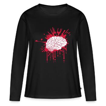Blutiges Gehirn Design - Frauen Premium Bio Langarmshirt - Schwarz - Vorne - Julia (174cm)