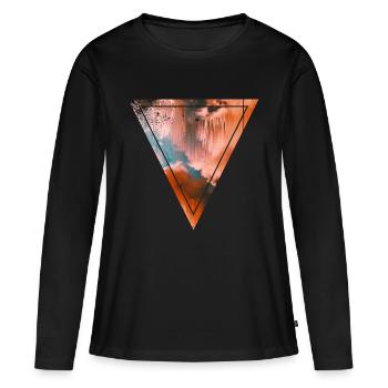 Triangle et nuages - T-shirt manches longues Premium bio Femme - noir - Devant - Julia (174cm)