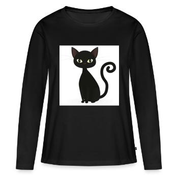 chat noir - T-shirt manches longues Premium bio Femme - noir - Devant - Julia (174cm)