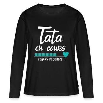 Future Tata en Cours Annonce Grossesse Pour Tante - T-shirt manches longues Premium bio Femme - noir - Devant - Julia (174cm)