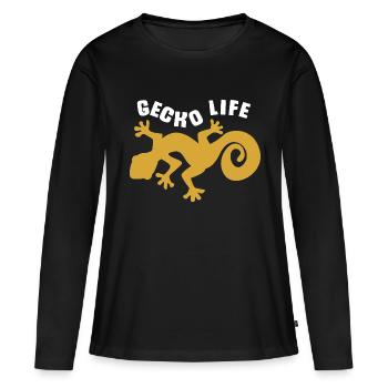 Gecko - T-shirt manches longues Premium bio Femme - noir - Devant - Julia (174cm)