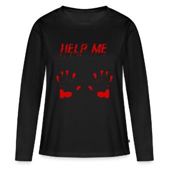 Horror gruselige blutige Halloween Hände - Frauen Premium Bio Langarmshirt - Schwarz - Vorne - Julia (174cm)