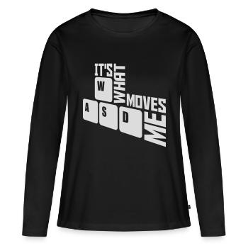 c’est ce qui m’émeut - T-shirt manches longues Premium bio Femme - noir - Devant - Julia (174cm)
