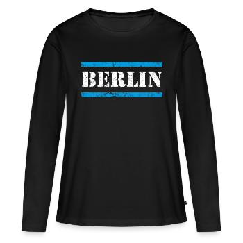 Berlin Vintage - T-shirt manches longues Premium bio Femme - noir - Devant - Julia (174cm)
